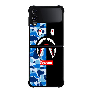 SUPREME BAPE SHARK CAMO BLUE BLACK Samsung Galaxy Z FLip4 5G Case Cover SUPREME BAPE SHARK CAMO BLUE BLACK Samsung Galaxy Z FLip4 5G Case Cover