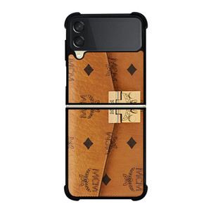 MCM WORLD WIDE BROWN LEATHER Samsung Galaxy Z FLip 3 5G Case Cover