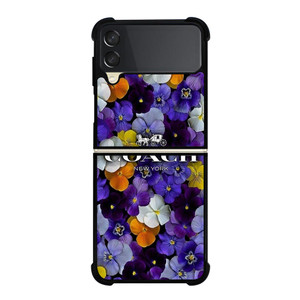 PURPLE FLOWERS COACH NEW YORK Samsung Galaxy Z FLip 3 5G Case Cover