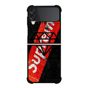 SUPREME X DIAMOND SUPPLY CO BLACK Samsung Galaxy Z FLip 3 5G Case Cover