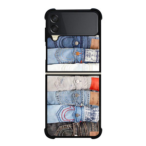 TRUE RELIGION BRAND JEANS COLLAGE Samsung Galaxy Z FLip 3 5G Case Cover