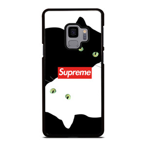 SUPREME BLACK WHITE CAT Samsung Galaxy S9 Case