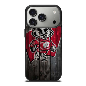 WISCONSIN BADGER WOODEN LOGO iPhone 17 Pro Case WISCONSIN BADGER WOODEN LOGO iPhone 17 Pro Case