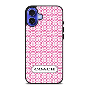 COACH NEW YORK LOGO PATTERN PINK iPhone 16 Case