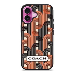 COACH NEW YORK LOGO BLACK BROWN PATTERN iPhone 16 Plus Case