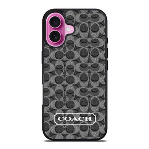 COACH NEW YORK LOGO PATTERN BLACK iPhone 16 Plus Case