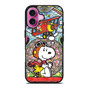 SNOOPY THE PEANUTS GLASS ART iPhone 16 Plus Case
