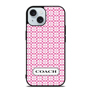 COACH NEW YORK LOGO PATTERN PINK iPhone 15  Case Cover