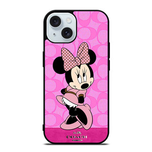 COACH NEW YORK PINK LOGO MINNIE MOUSE DISNEY iPhone 15  Case Cover