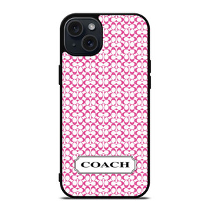 COACH NEW YORK LOGO PATTERN PINK iPhone 15 Plus Case