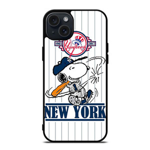 NEW YORK YANKEES LOGO BASEBALL SNOOPY THE PEANUTS iPhone 15 Plus Case