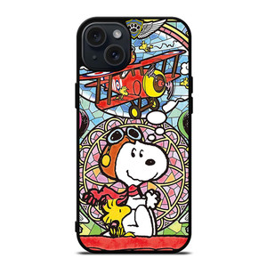 SNOOPY THE PEANUTS GLASS ART iPhone 15 Plus Case