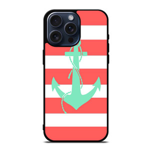 CORAL AND MINT STRIP ANCHOR iPhone 15 Pro Max Case
