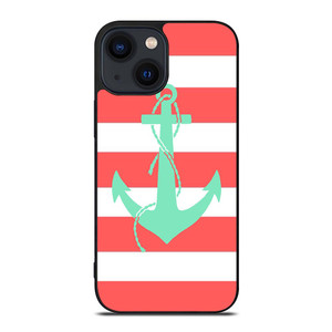 CORAL AND MINT STRIP ANCHOR iPhone 14 Plus Case