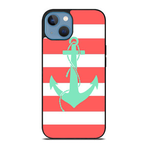 CORAL AND MINT STRIP ANCHOR iPhone 13 Case
