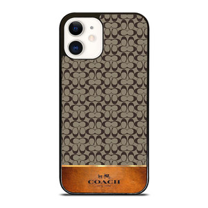 COACH NEW YORK LOGO LEATHER BROWN iPhone 12 Case