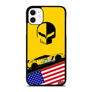 CORVETTE RACING LOGO SKULL USA FLAG iPhone 11 Case