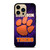 CLEAMSON TIGERS FOOTBALL LOGO PURPLE iPhone 14 Pro Max Case