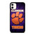 CLEAMSON TIGERS FOOTBALL LOGO PURPLE iPhone 11 Case