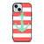 CORAL AND MINT STRIP ANCHOR iPhone 15  Case Cover