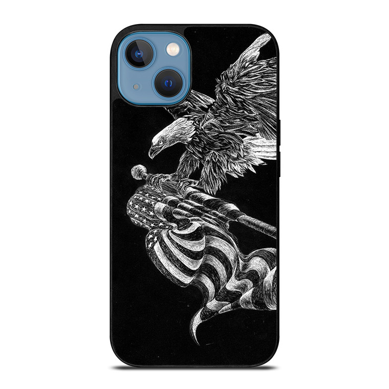AMERICAN FLAG EAGLE SKETCH iPhone 13 Case