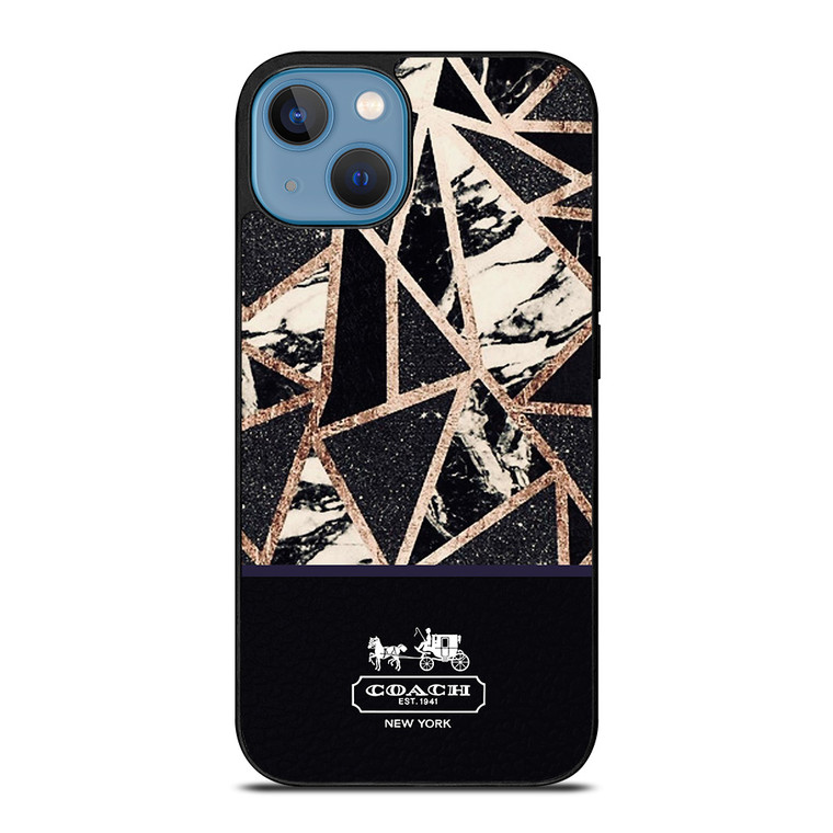 COACH NEW YORK GOLD BLACK TEXTURE iPhone 13 Case