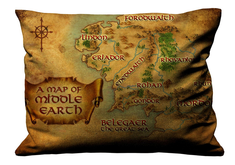 HOBBIT MIDDLE EARTH MAP Pillow Case Cover Recta