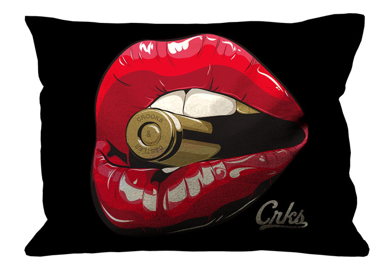 CROOKS AND CASTLES LIPS AND BULLET Pillow Case Cover Recta