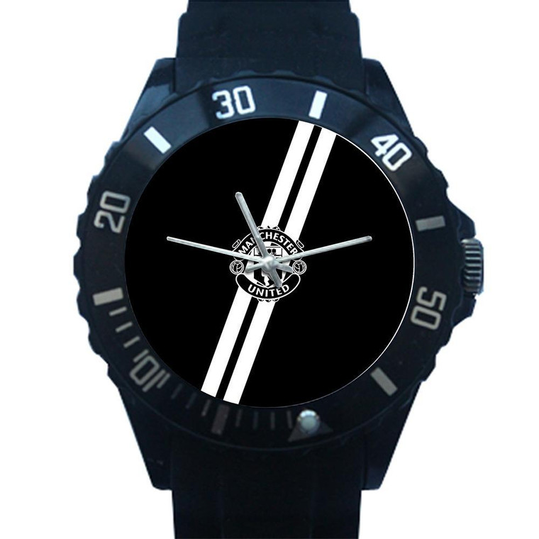 MANCHESTER UNITED BLACK WHITE LOGO Plastic Watch