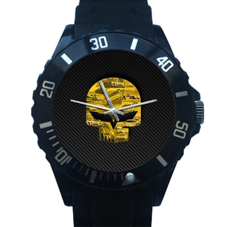 CORVETTE SKULL LOGO CARBON Plastic Watch