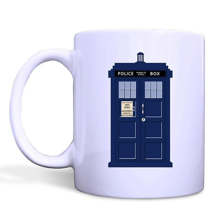 DOCTOR WHO TARDIS POLICE White Mug