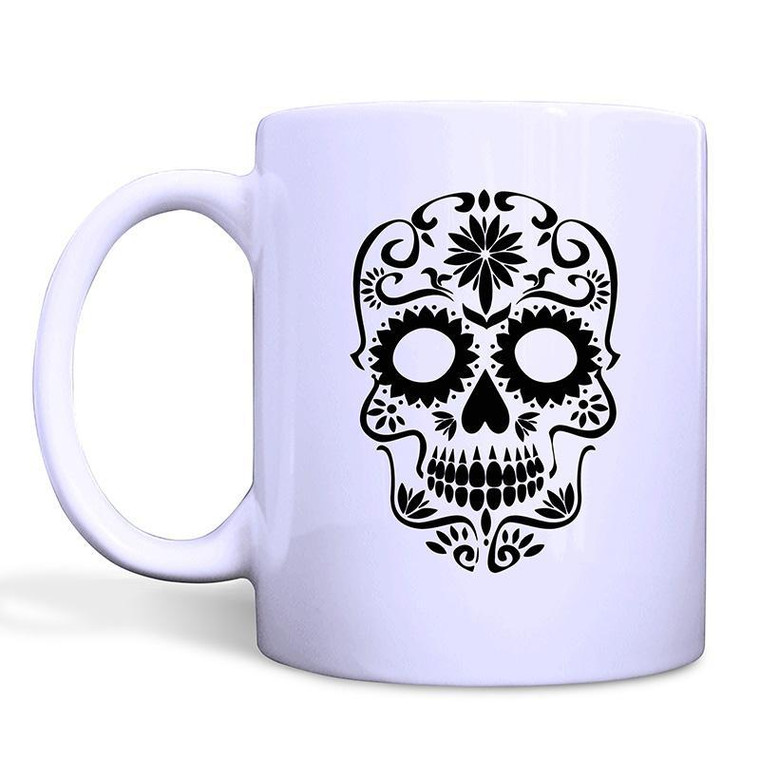 GOLD SUGAR SKULL BLACK White Mug