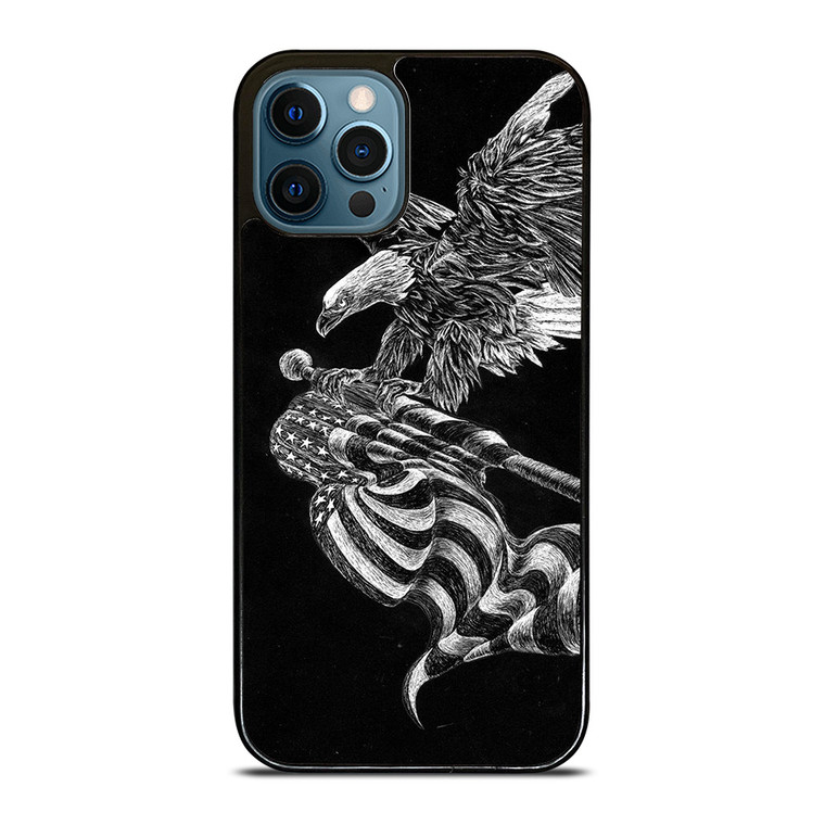 AMERICAN FLAG EAGLE SKETCH iPhone 12 Pro Max Case