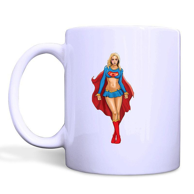 SUPER GIRL CARTOON White Mug