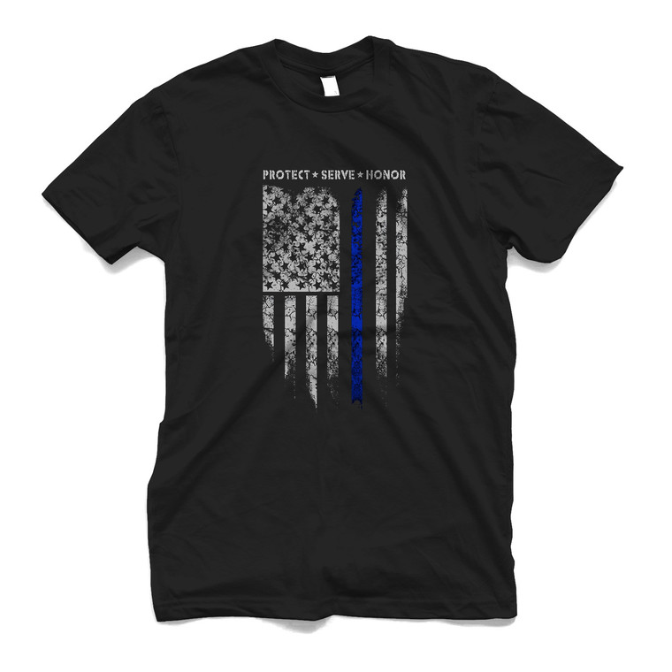 THE BLUE THIN LINE FLAG POLICE Men's T-Shirt THE BLUE THIN LINE FLAG POLICE Men's T-Shirt