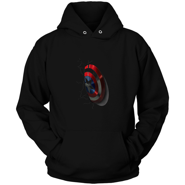 CAPTAIN AMERICA SHIEL ON WALL  Hoodie