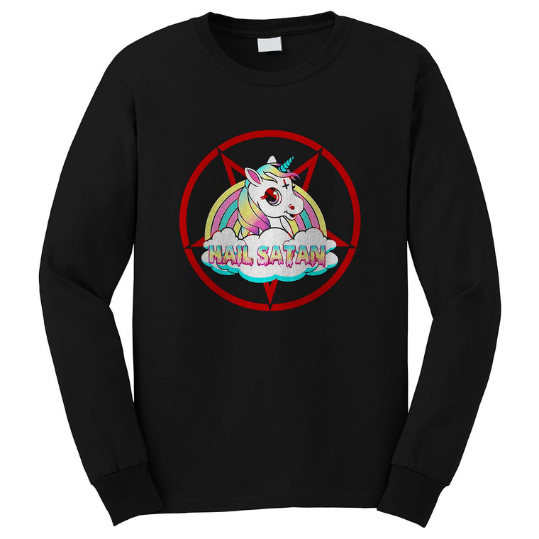 UNICORN HAIL SATAN DEATH METAL RAINBOW Long Sleeve T-Shirt