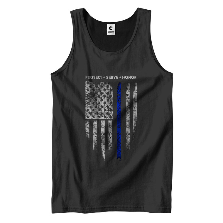 THE BLUE THIN LINE FLAG POLICE Men's Tank Top THE BLUE THIN LINE FLAG POLICE Men's Tank Top