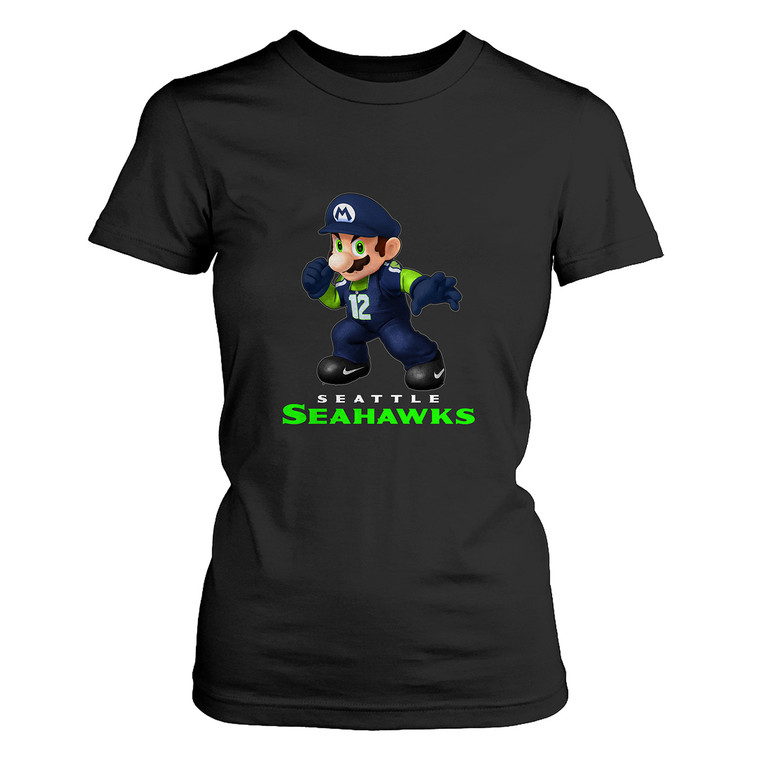 SEATTLE SEAHAWKS SUPER MARIO Women's T-Shirt SEATTLE SEAHAWKS SUPER MARIO Women's T-Shirt