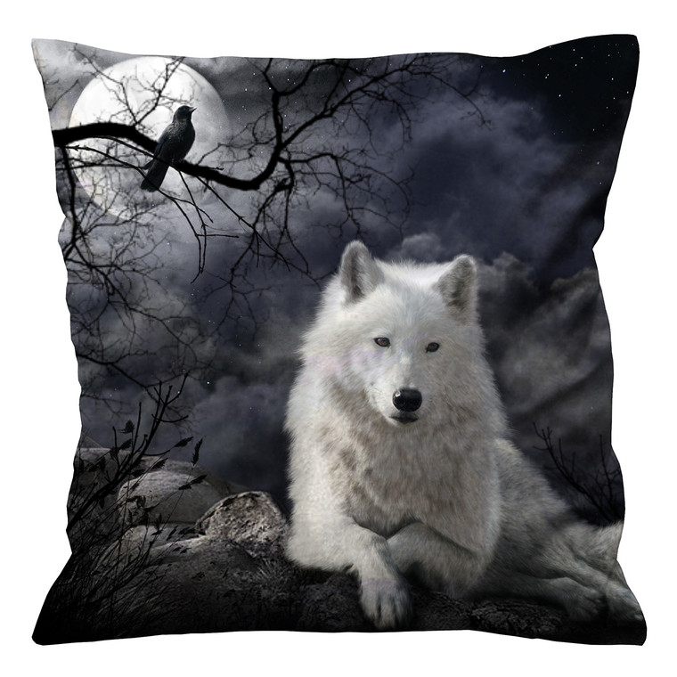 WHITE WOLF AT NIGHT Cushion Case Cover