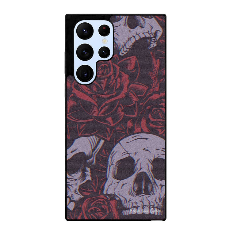 BLACK SKULLS AND ROSES Samsung Galaxy S22 Ultra Case