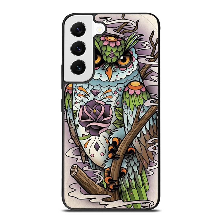 SUGAR SKULL OWL TATTO LOGO Samsung Galaxy S22 Ultra Case