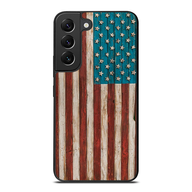AMERICAN FLAG USA WOOD 2 Samsung Galaxy S22 Plus Case