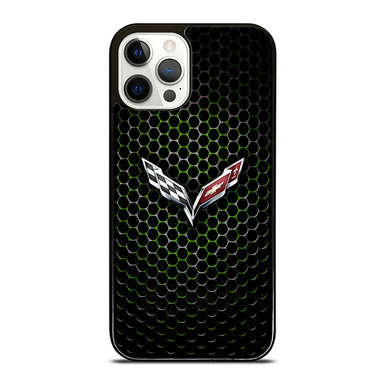CORVETTE LOGO GREEN METAL iPhone 12 Pro Case CORVETTE LOGO GREEN METAL iPhone 12 Pro Case
