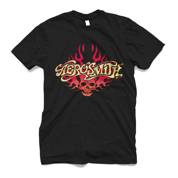 AEROSMITH ROCK BAND SKULL FIRE Men's T-Shirt AEROSMITH ROCK BAND SKULL FIRE Men's T-Shirt