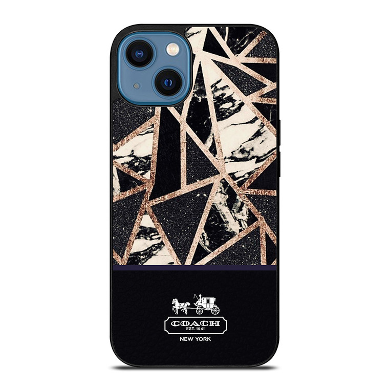 COACH NEW YORK GOLD BLACK TEXTURE iPhone 14 Case