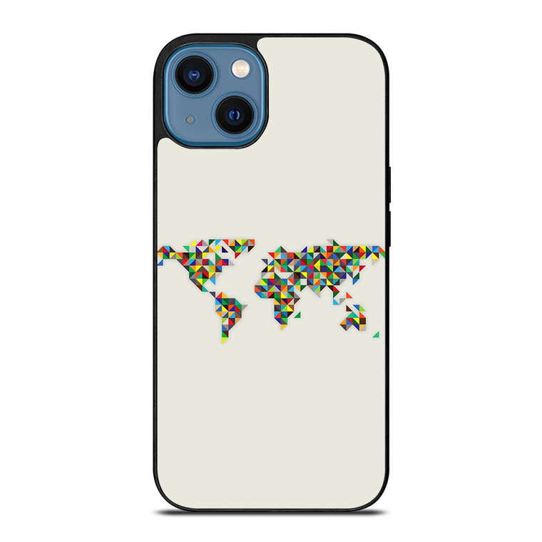 MINIMALISTIC WORLD MAP iPhone 14 Case