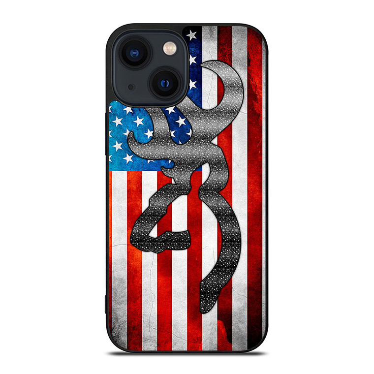 BROWNING CAMO AMERICAN FLAG iPhone 14 Plus Case BROWNING CAMO AMERICAN FLAG iPhone 14 Plus Case