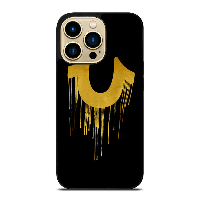 TRUE RELIGION GOLD BLACK LOGO iPhone 14 Pro Max Case