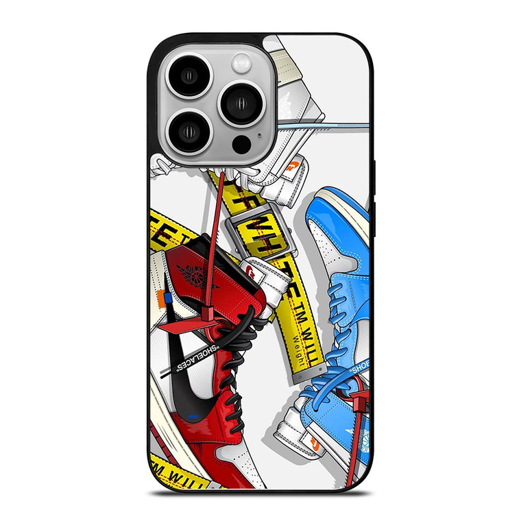 OFF WHITE AIR JORDAN SHOES iPhone 14 Pro Case